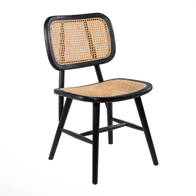 Oak / Rattan Chair Black