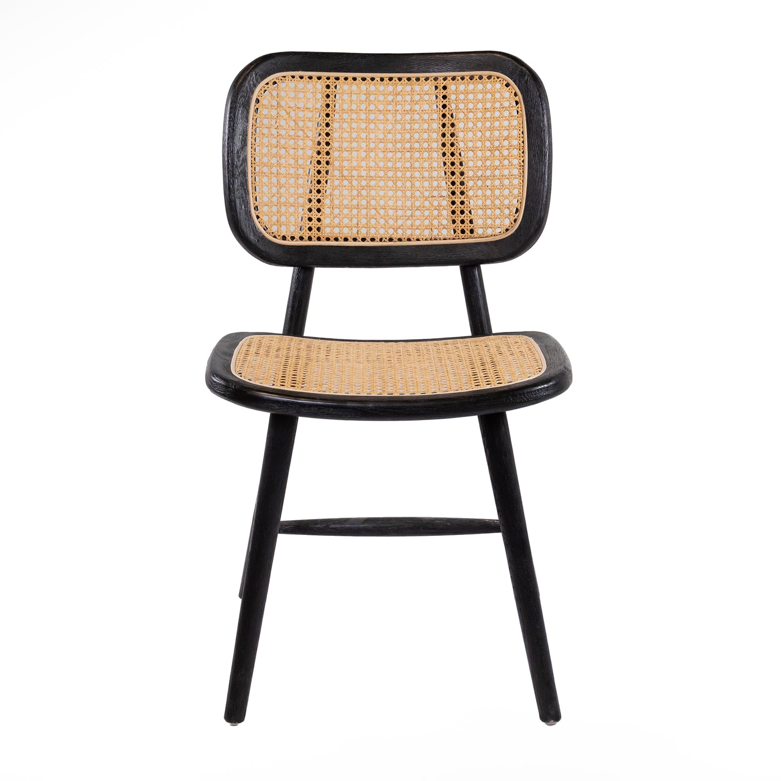 Oak / Rattan Chair Black