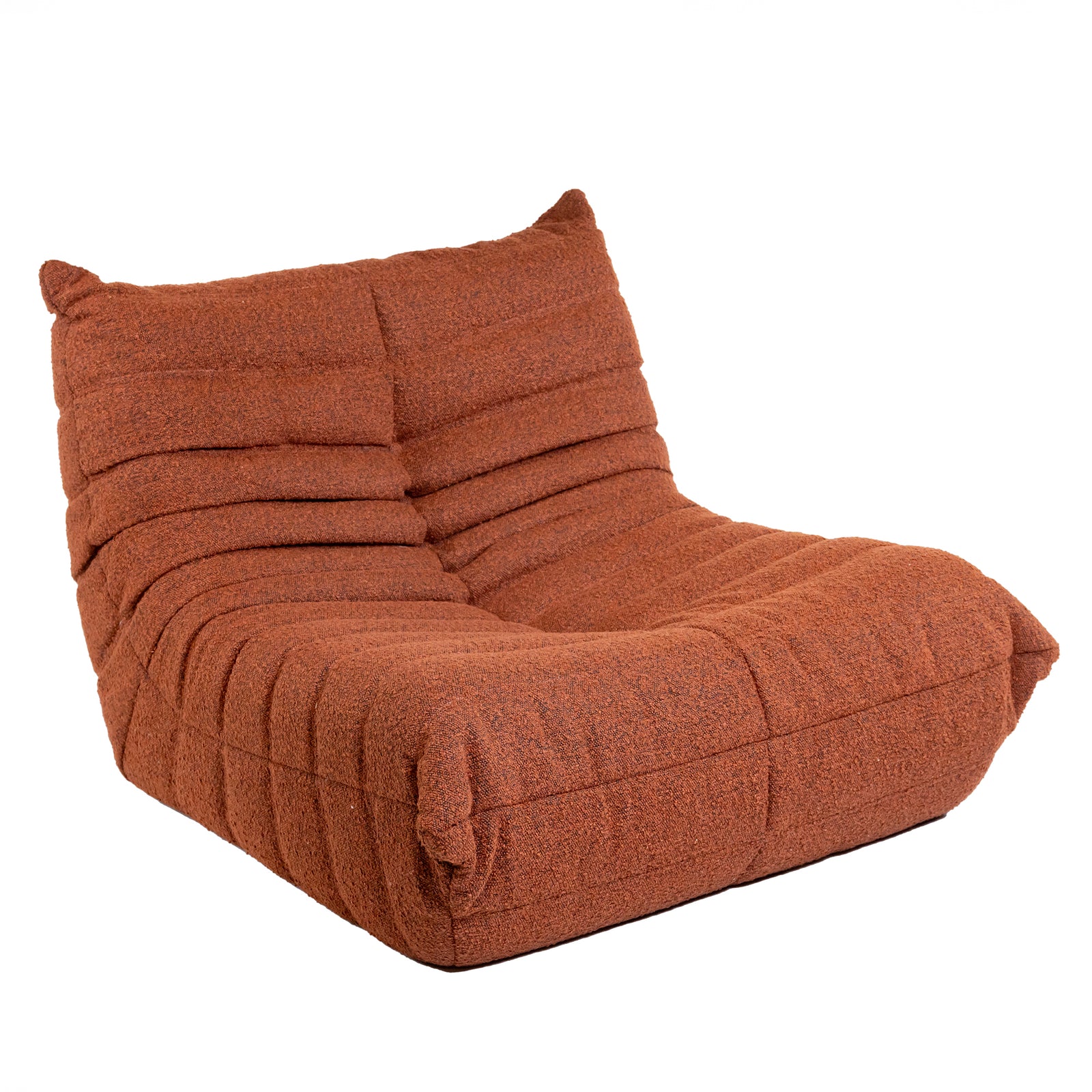 Togo Style Sofa Brick Red Boucle 1 Seater