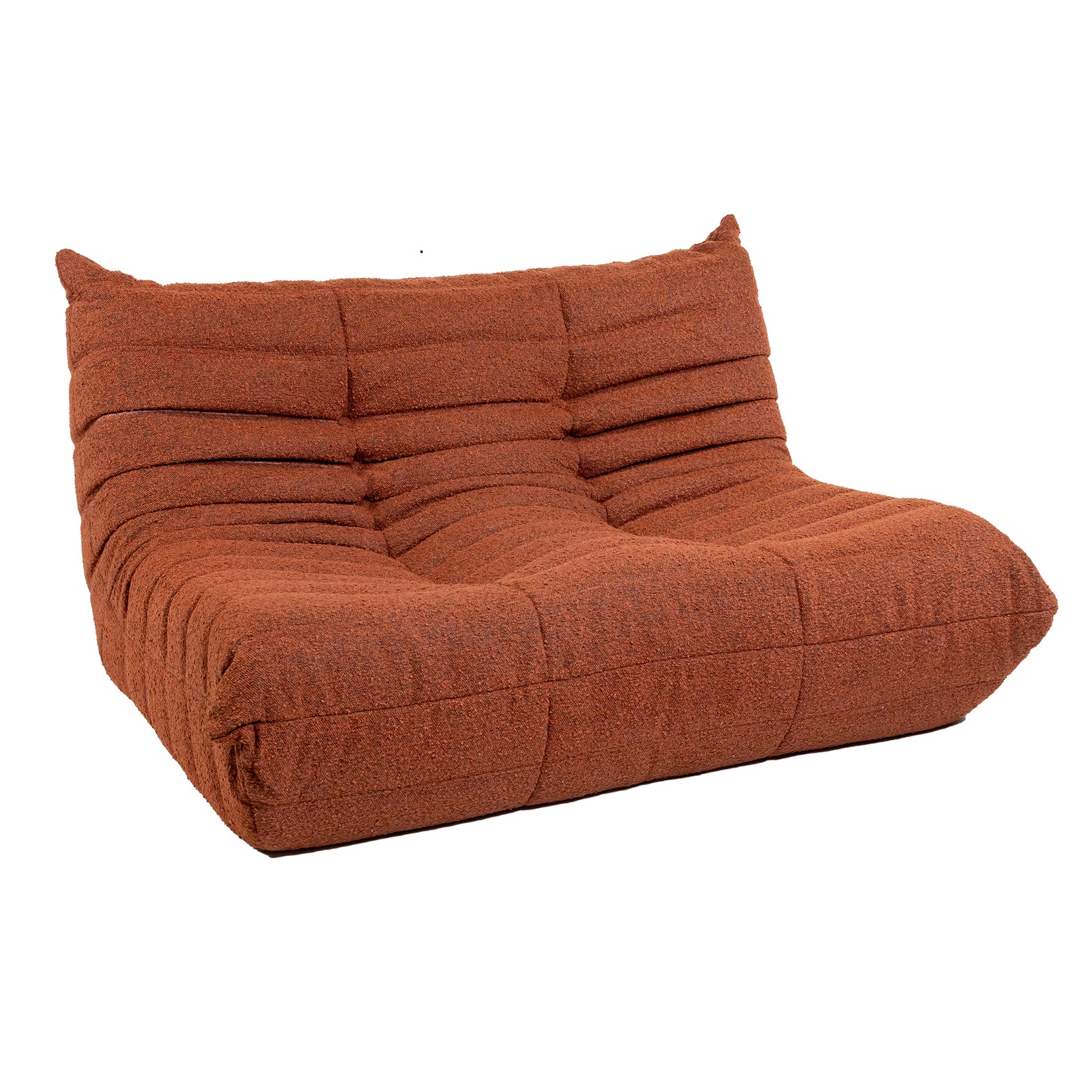 Togo Style Sofa Brick Red Boucle 2 Seater