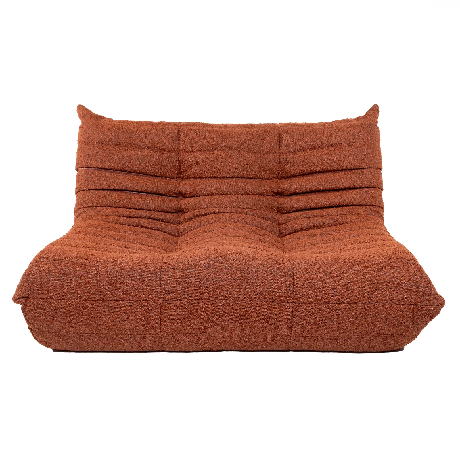 Togo Style Sofa Brick Red Boucle 2 Seater