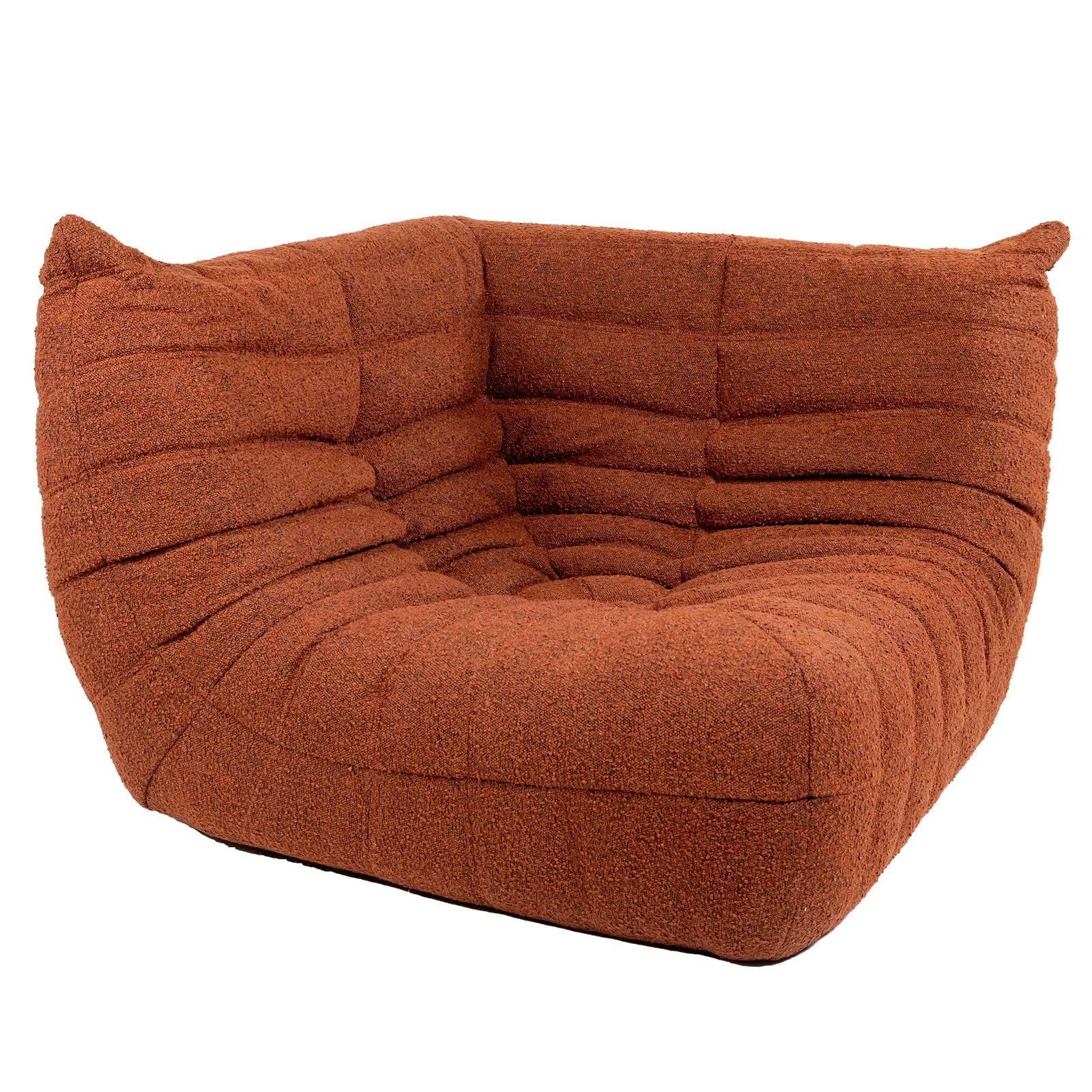 Togo Style Sofa Brick Red Boucle Corner