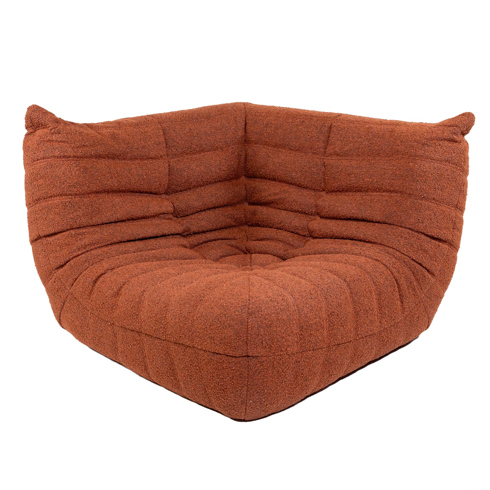 Togo Style Sofa Brick Red Boucle Corner