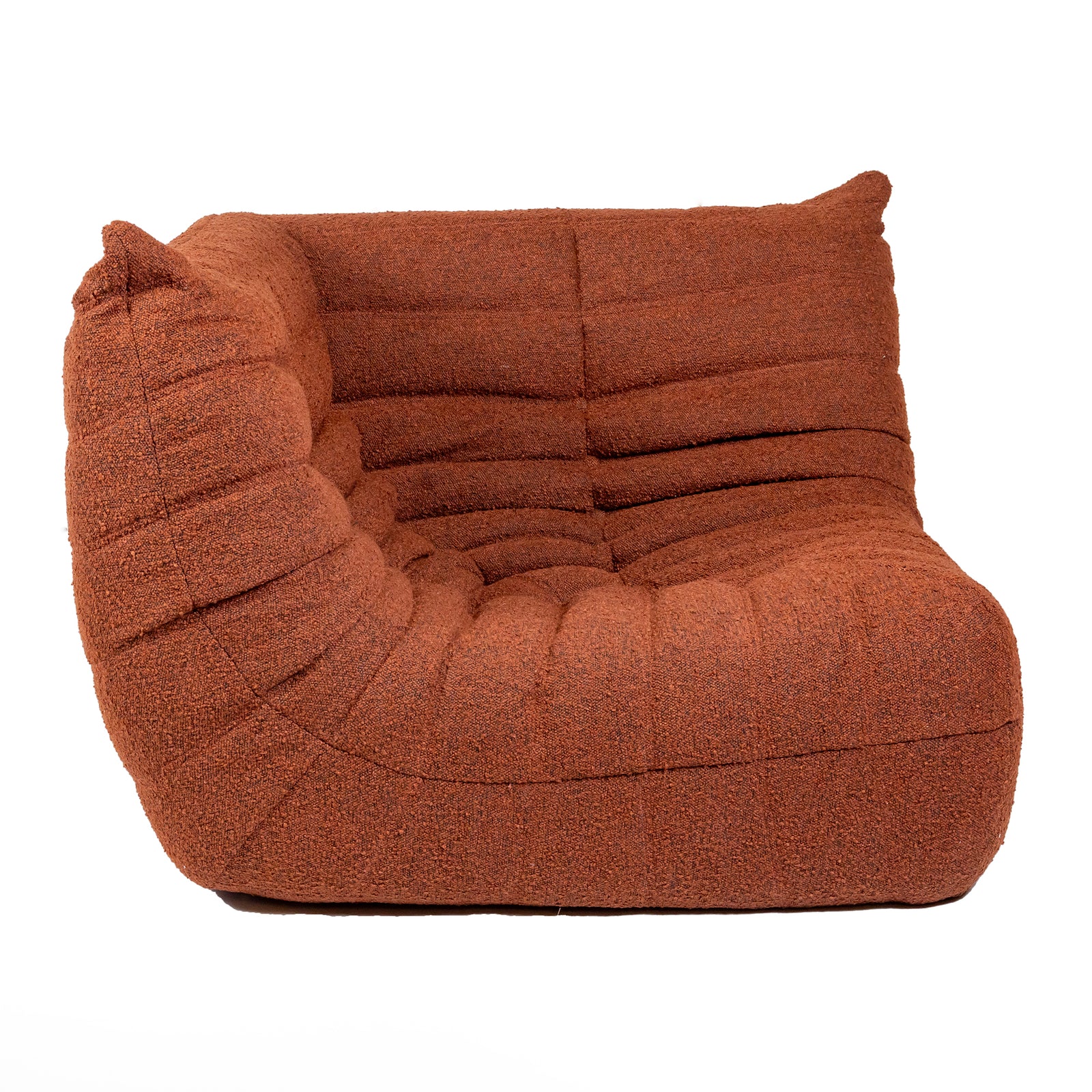 Togo Style Sofa Brick Red Boucle Corner