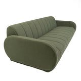 Channel Tufted Retro Sofa Dark Green Boucle 3 Seater