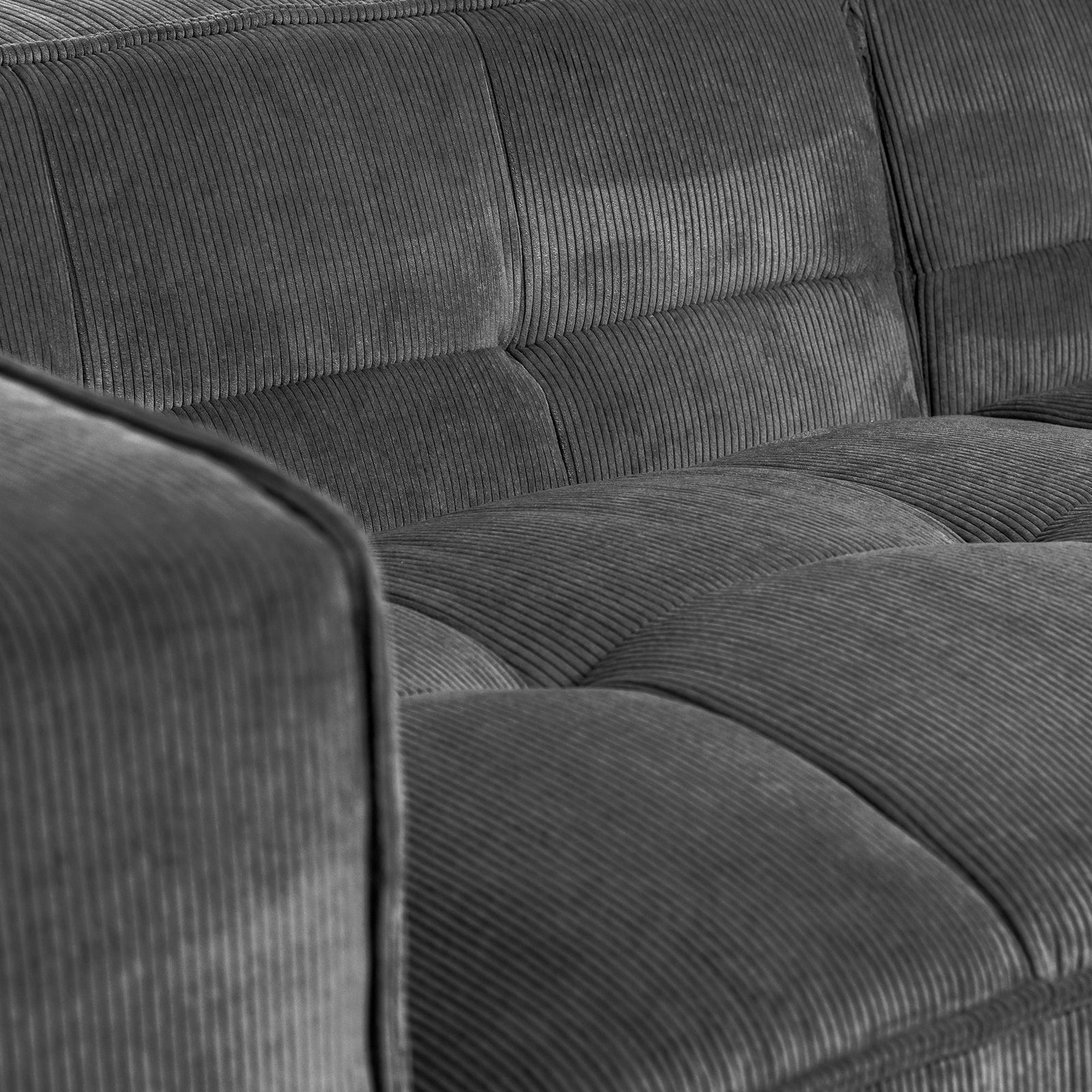 Cubic Right Corner Studio Sofa Charcoal Grey Corduroy