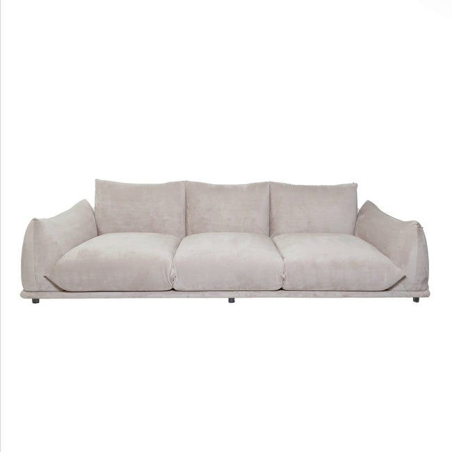 Marenco Style Sofa Light Grey Suede 3 Seater