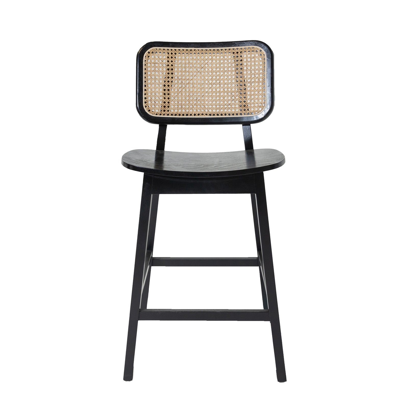 Wood / Rattan Bar Stool Black