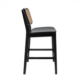 Wood / Rattan Bar Stool Black