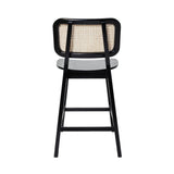 Wood / Rattan Bar Stool Black