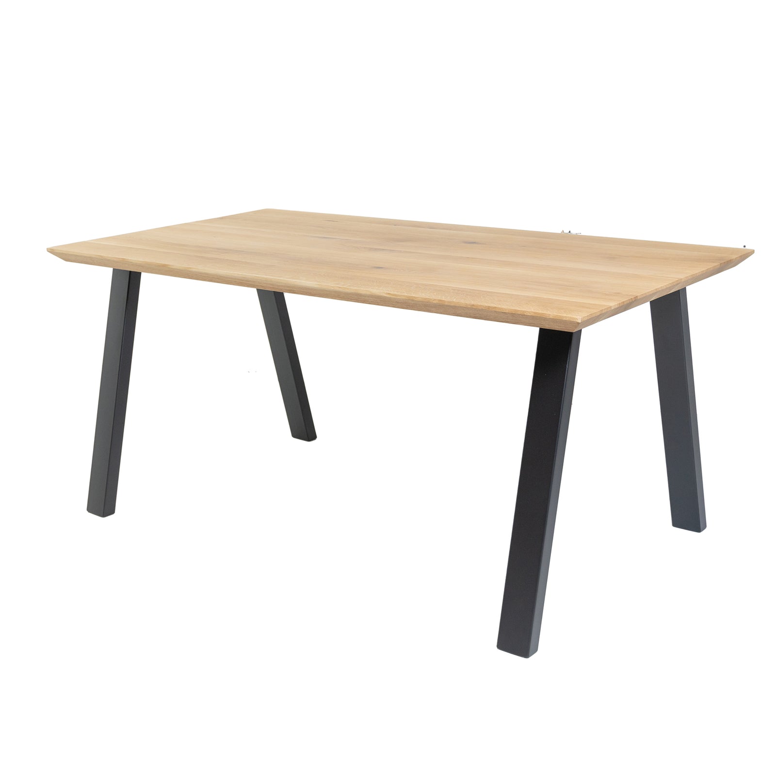 Solid Oak Dining Table Natural Standard Frame Black / Tapered Edges