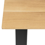 Solid Oak Dining Table Natural / Trapeze Frame Black / Tapered Edges