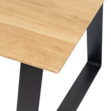 Solid Oak Dining Table Natural / Trapeze Frame Black / Tapered Edges