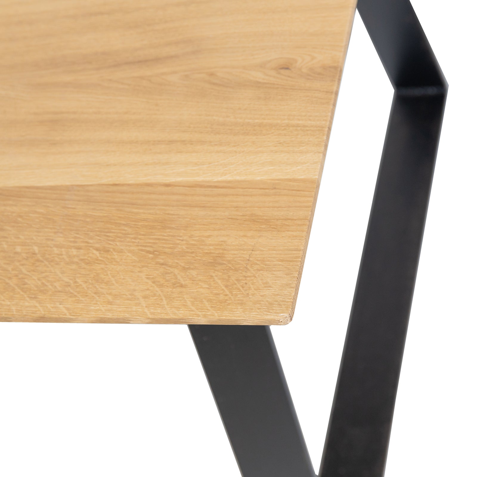 Solid Oak Dining Table Natural / Trapeze Frame Black / Tapered Edges