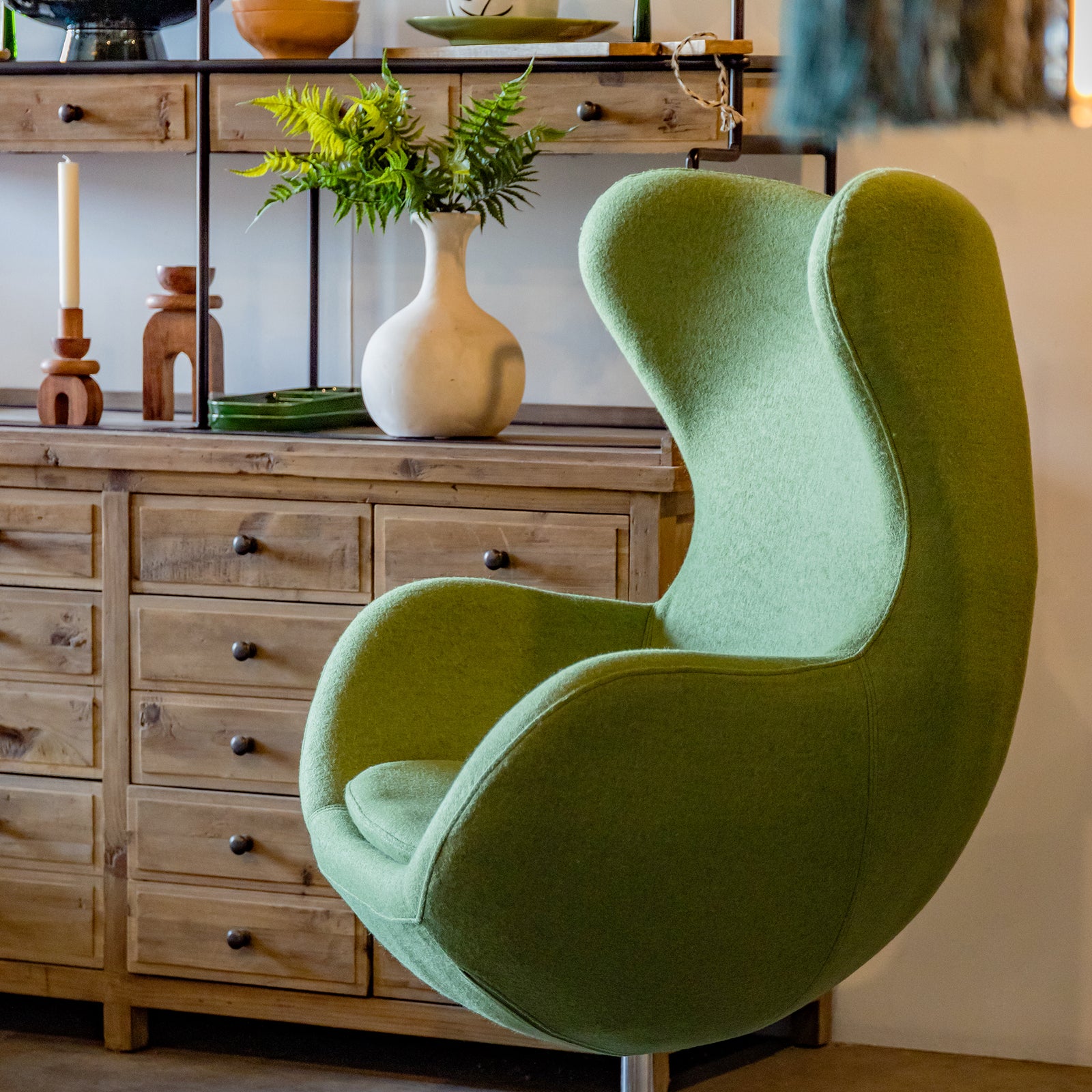 Jacobsen Style Egg Chair Green Cashmere