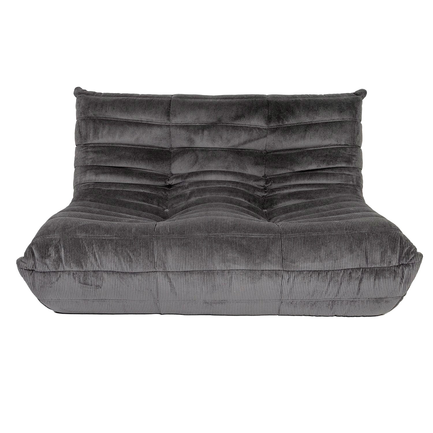 Togo Style Sofa Charcoal Grey Corduroy 2 Seater