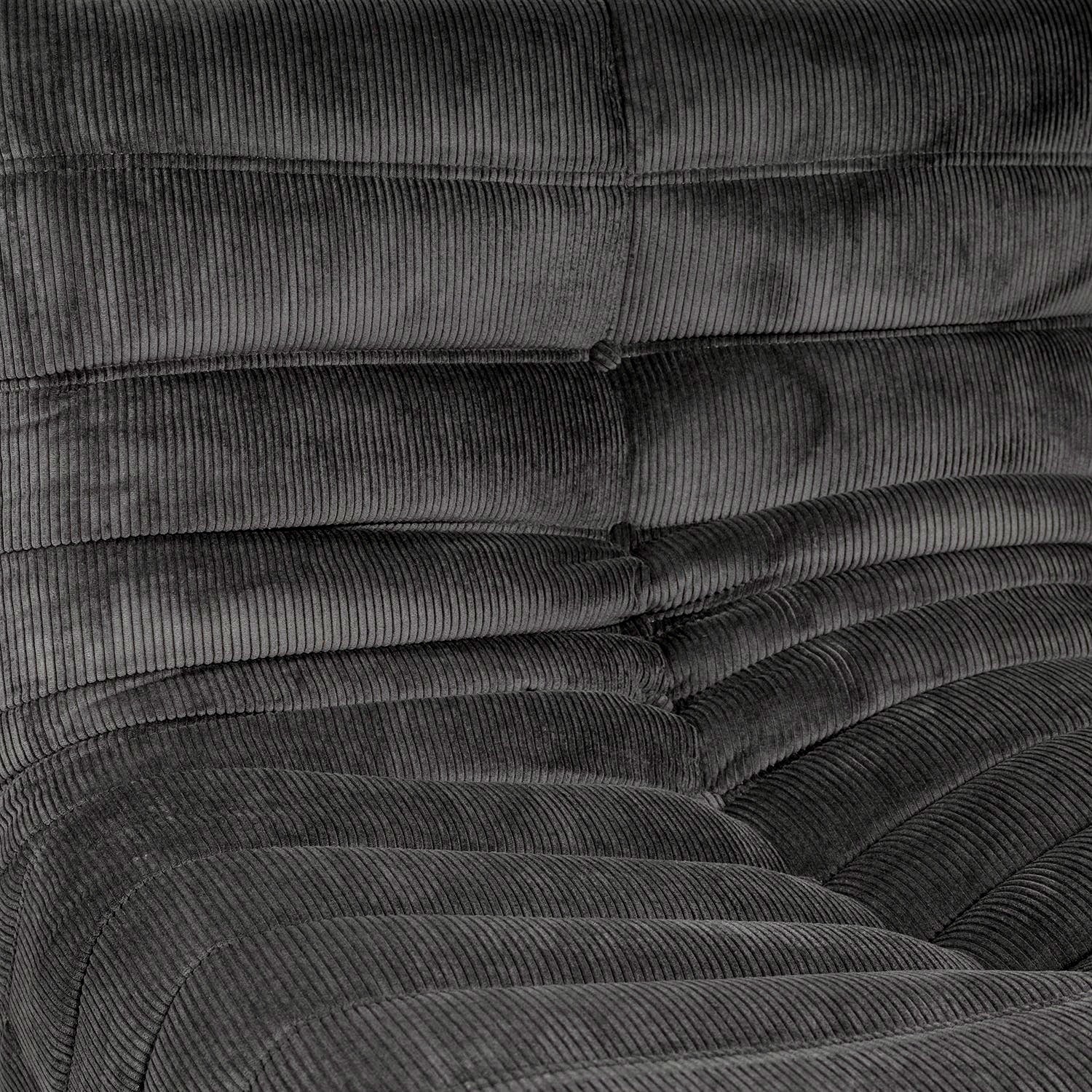 Togo Style Sofa Charcoal Grey Corduroy 2 Seater