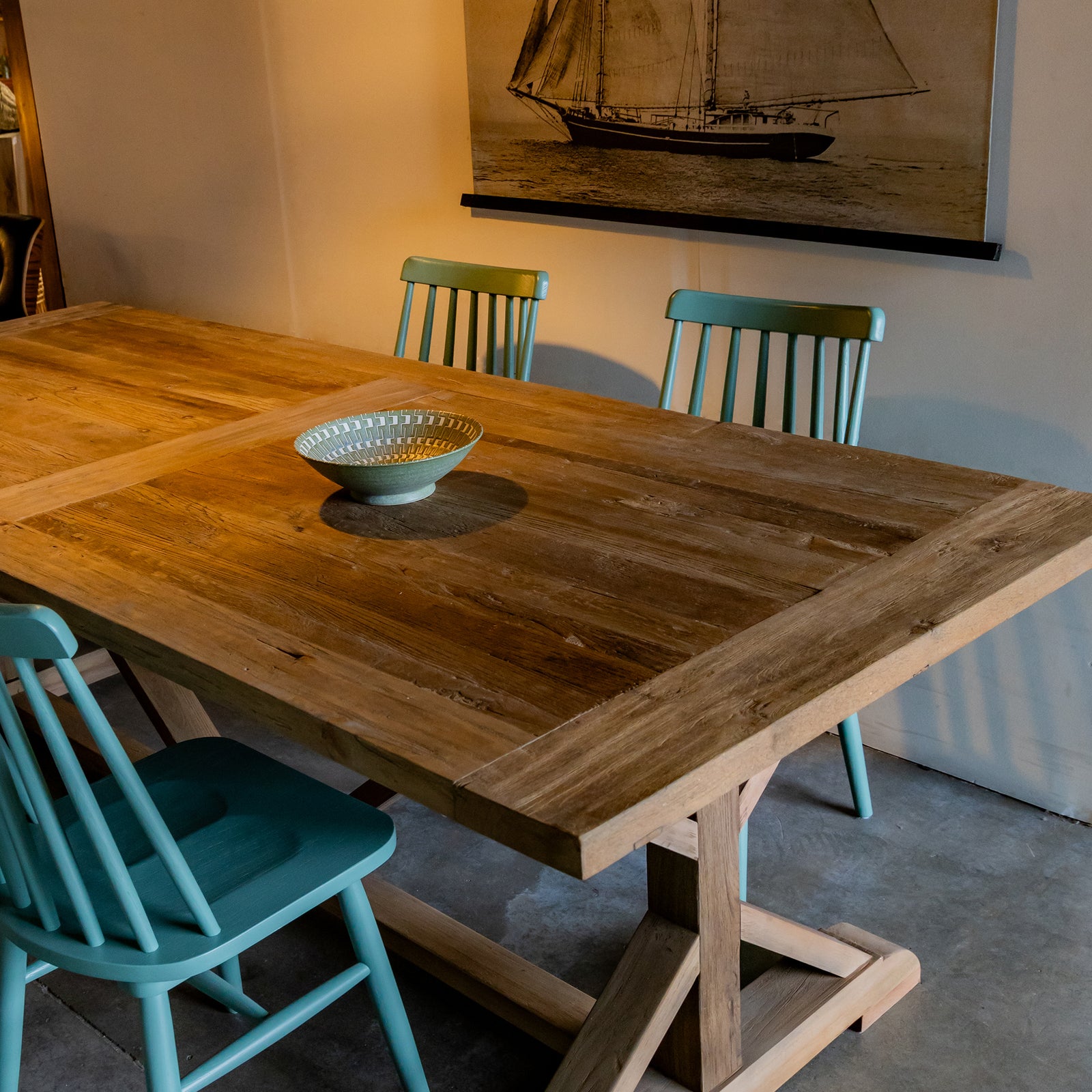 Trestle Farmhouse Rustic Dining Table