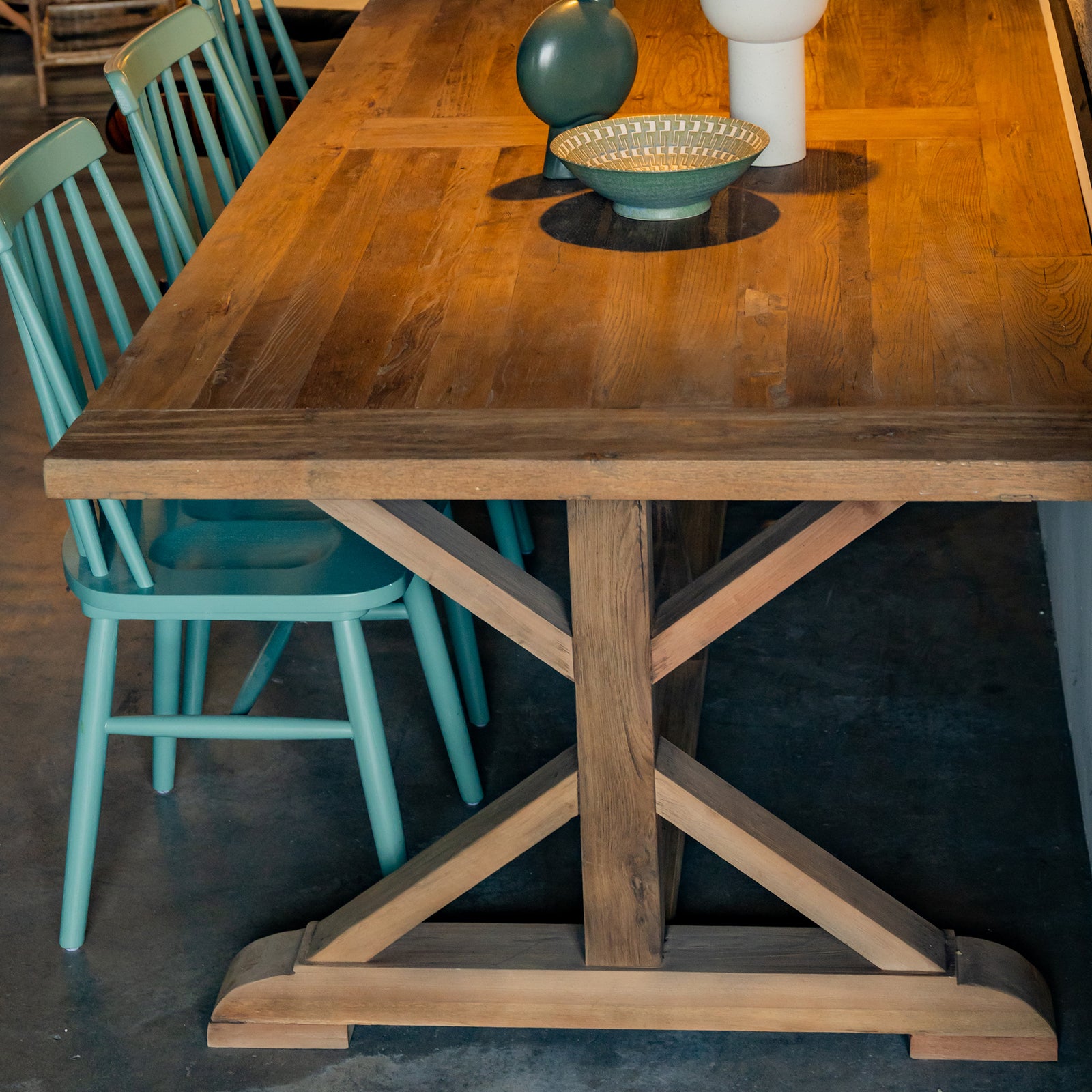 Trestle Farmhouse Rustic Dining Table