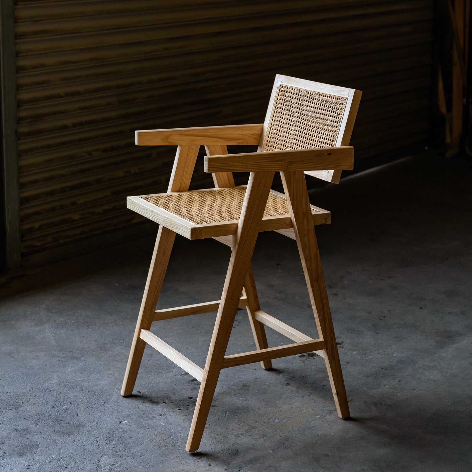 Pierre Jeanneret Style Bar Stool Natural