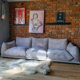 Marenco Style Sofa Light Grey Suede 3 Seater
