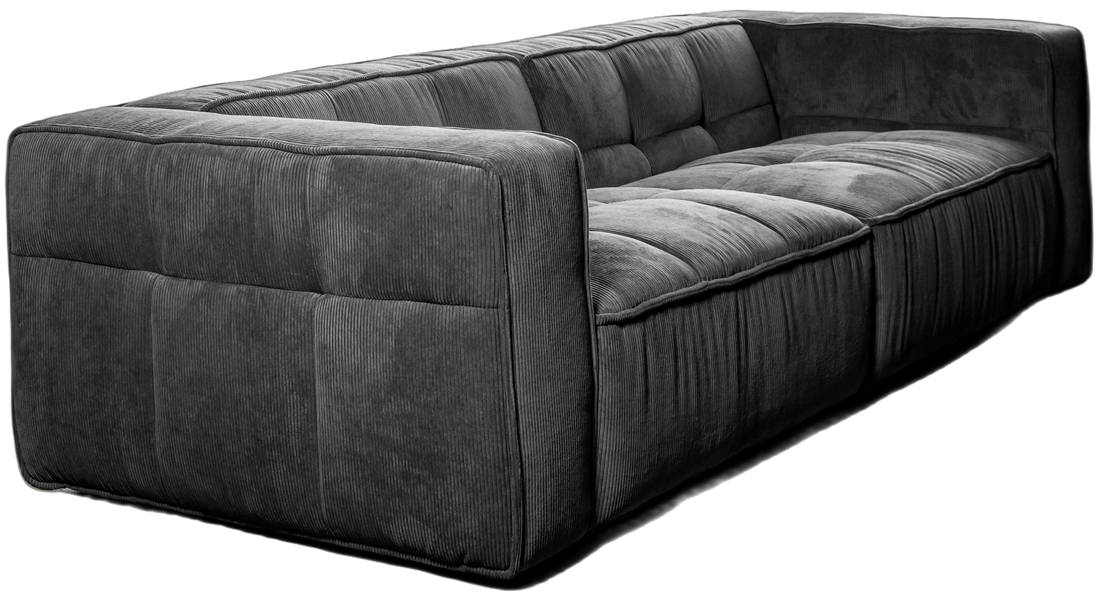 Cubic Studio Sofa Charcoal Grey Corduroy 3 Seater