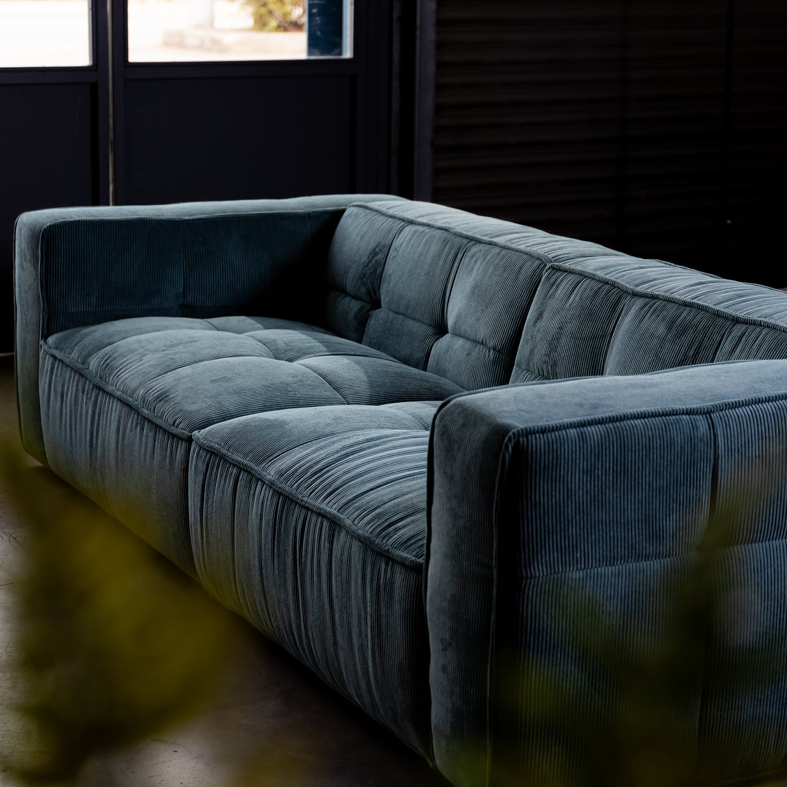 Cubic Studio Sofa Teal Corduroy 3 Seater