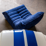 Togo Style Sofa Marine Blue Suede 1 Seater