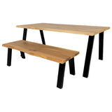 Solid Oak Dining Table / Standard Frame Black / Matching Bench / Strachel A.F.