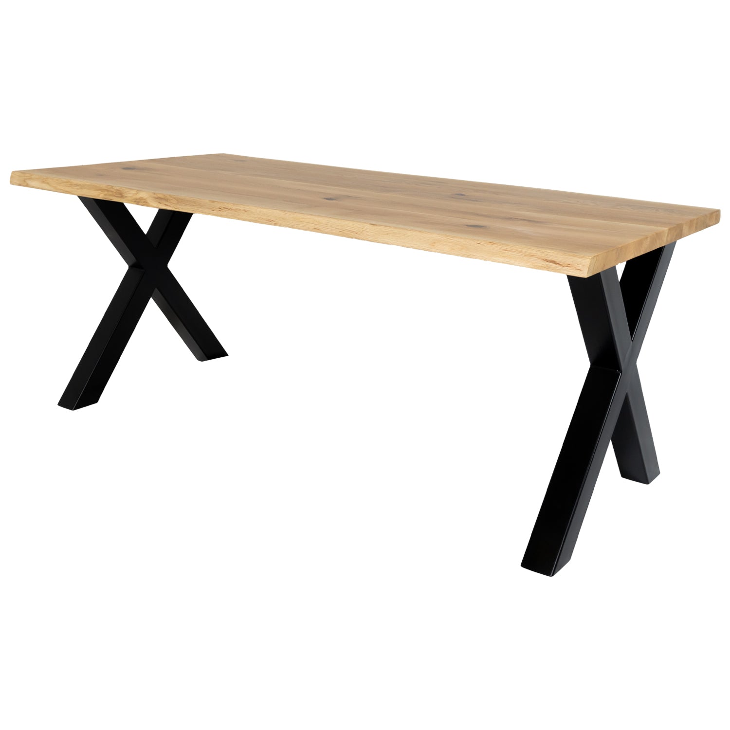 Solid Oak Dining Table Natural / X Frame Black / Strachel A.F.