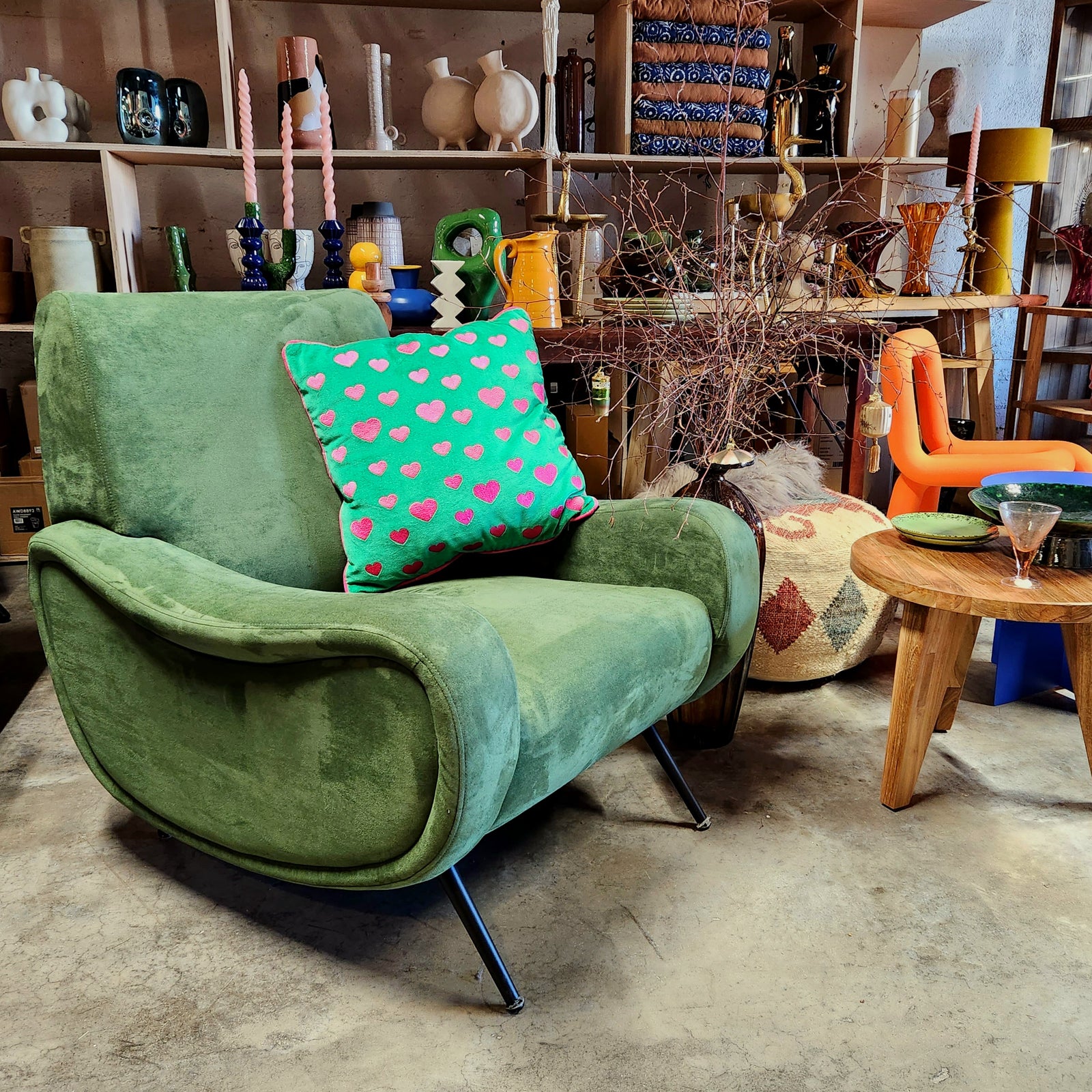 Lady Armchair Green Suede