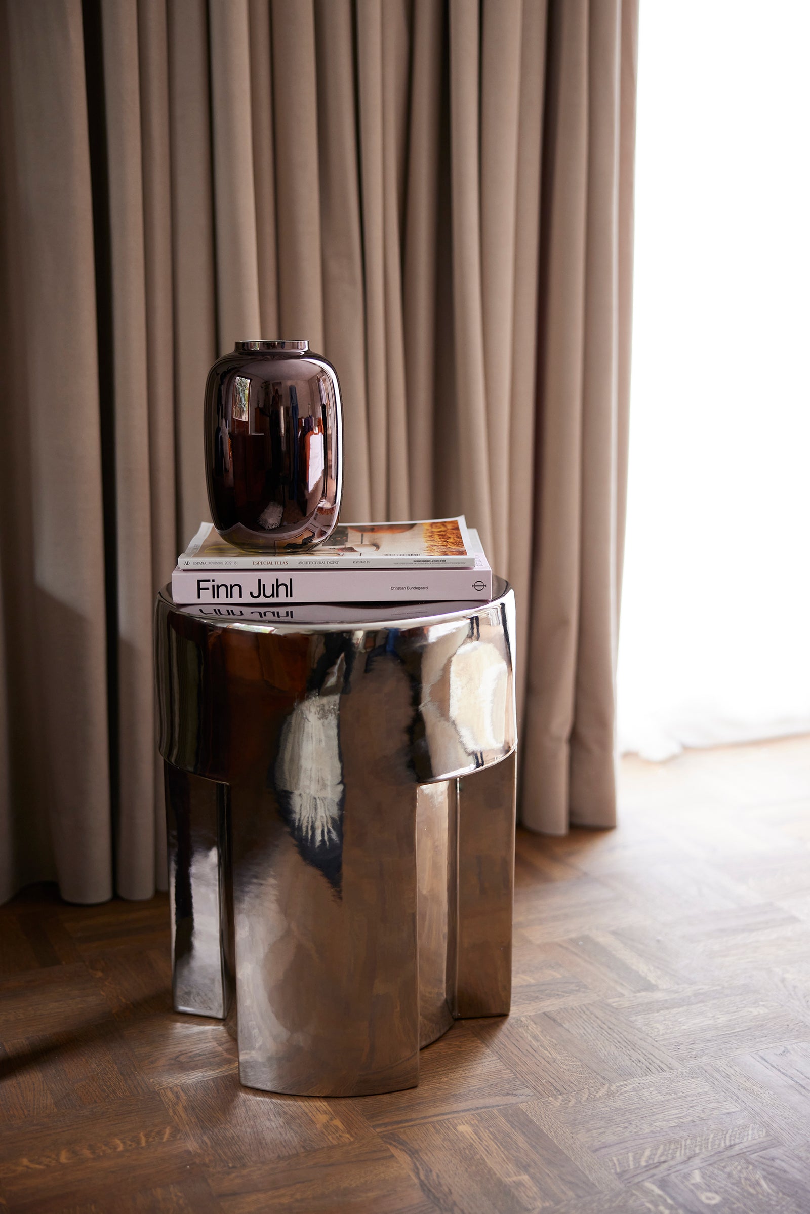 HKliving Stoneware Side Table Chrome