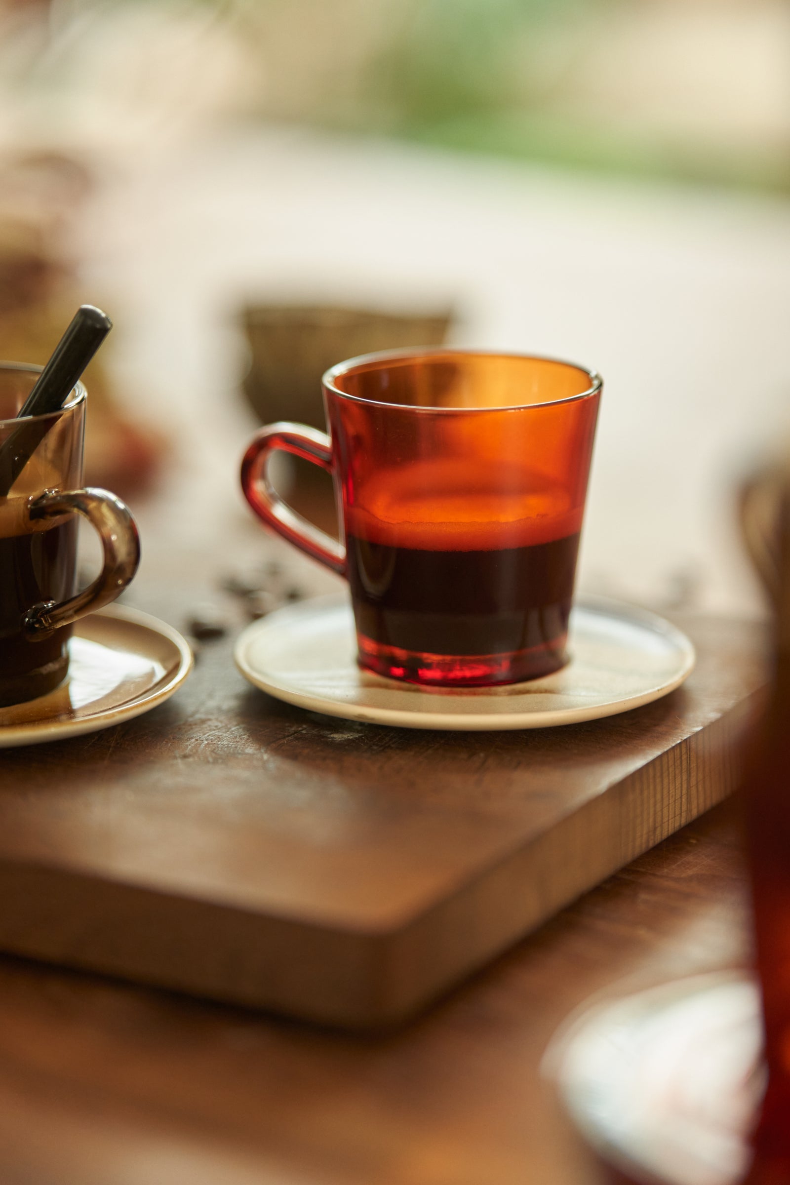 HKliving 70s Glassware: Coffee Cups Amber Brown, Set Of 4