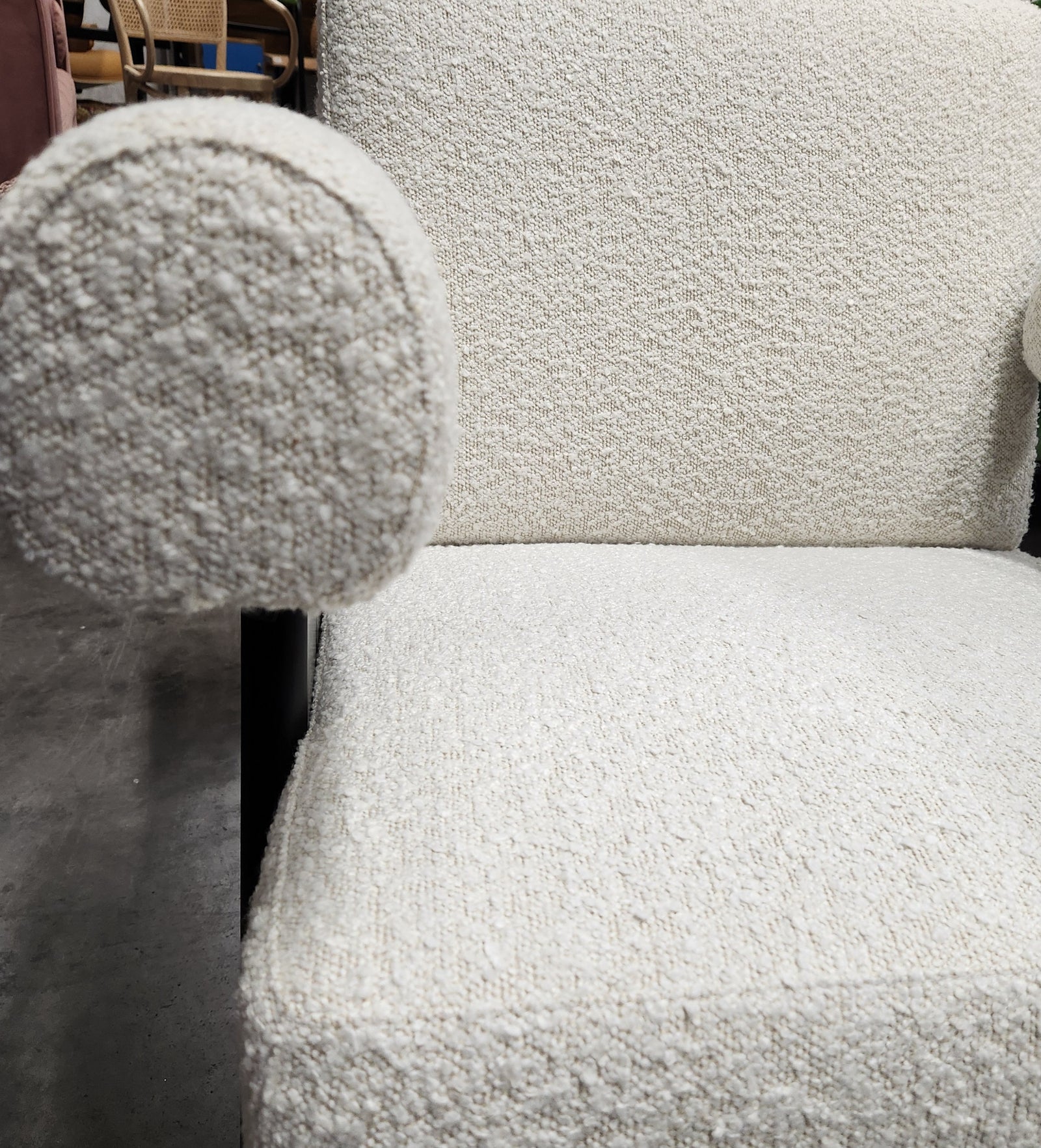 Pierre Jeanneret Style Easy Armchair White Boucle