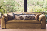 HKliving Nomad couch: 244cm linen, burnt ochre