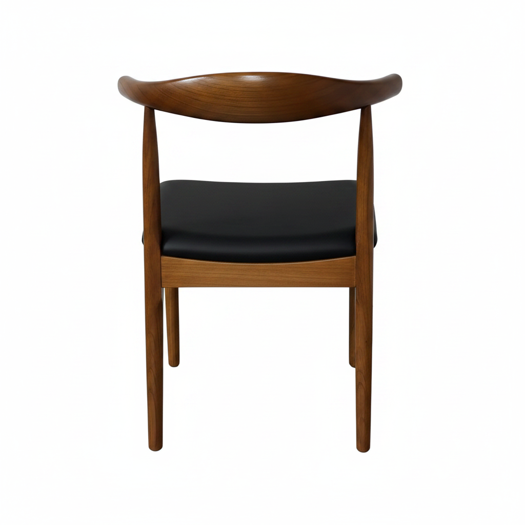 Hans J Wegner style Pxi Chair - Brown / Black Faux Seat