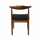 Hans J Wegner style Pxi Chair - Brown / Black Faux Seat