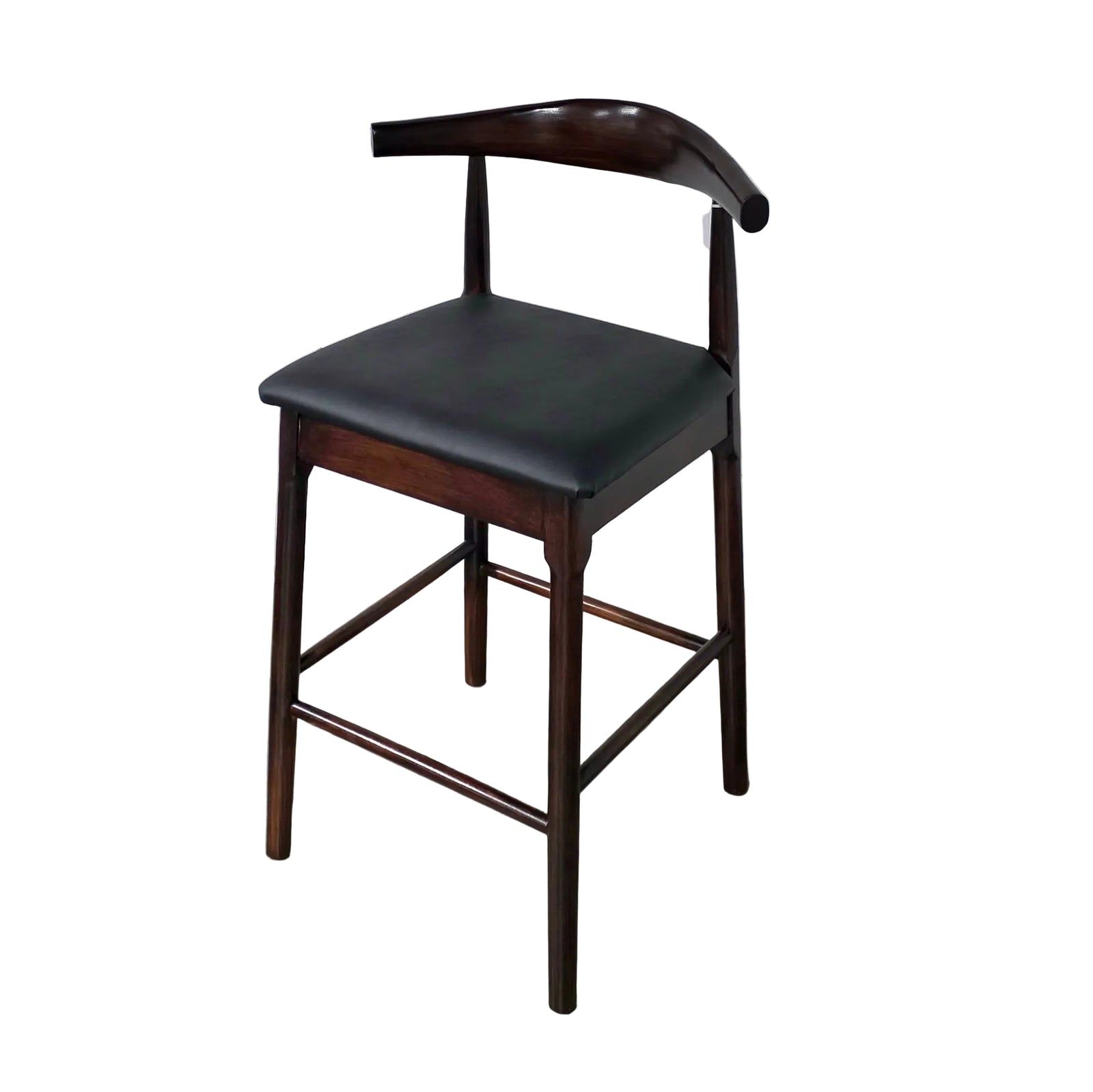 Hans J Wegner style Ox Horn Stool - Mahogany / Black Faux Seat