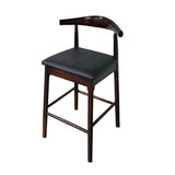 Hans J Wegner style Ox Horn Stool - Mahogany / Black Faux Seat