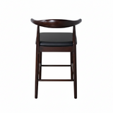Hans J Wegner style Ox Horn Stool - Mahogany / Black Faux Seat