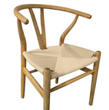 Hans J Wegner style Wishbone Chair - Natural Rustic Oak Frame