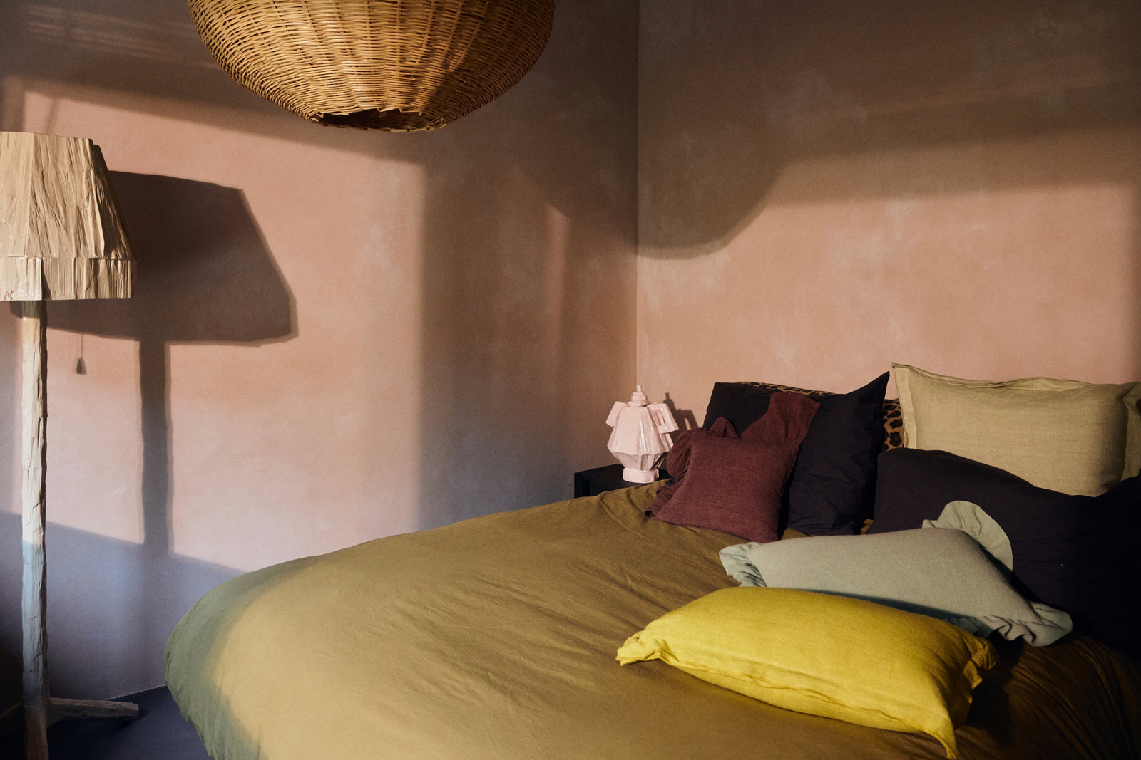 HKLIVING Linen cushion lemongrass 50x30cm