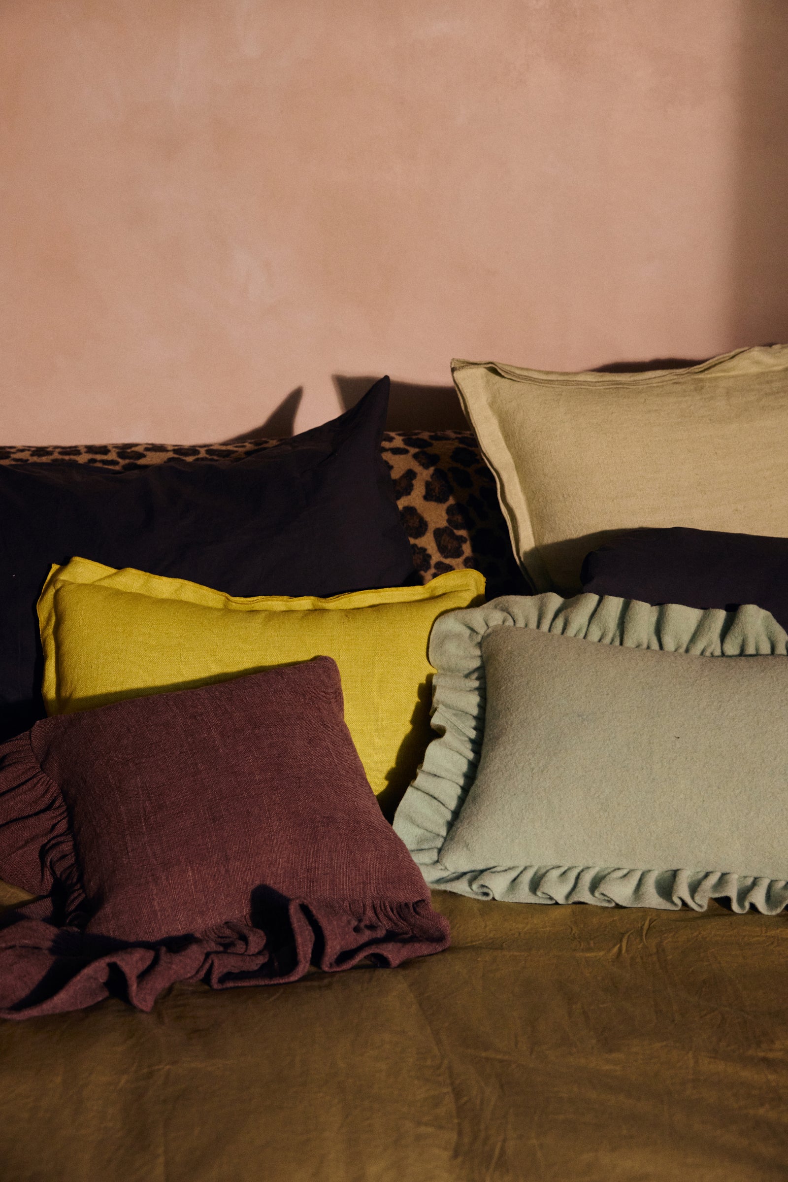 HKLIVING Linen cushion lemongrass 50x30cm