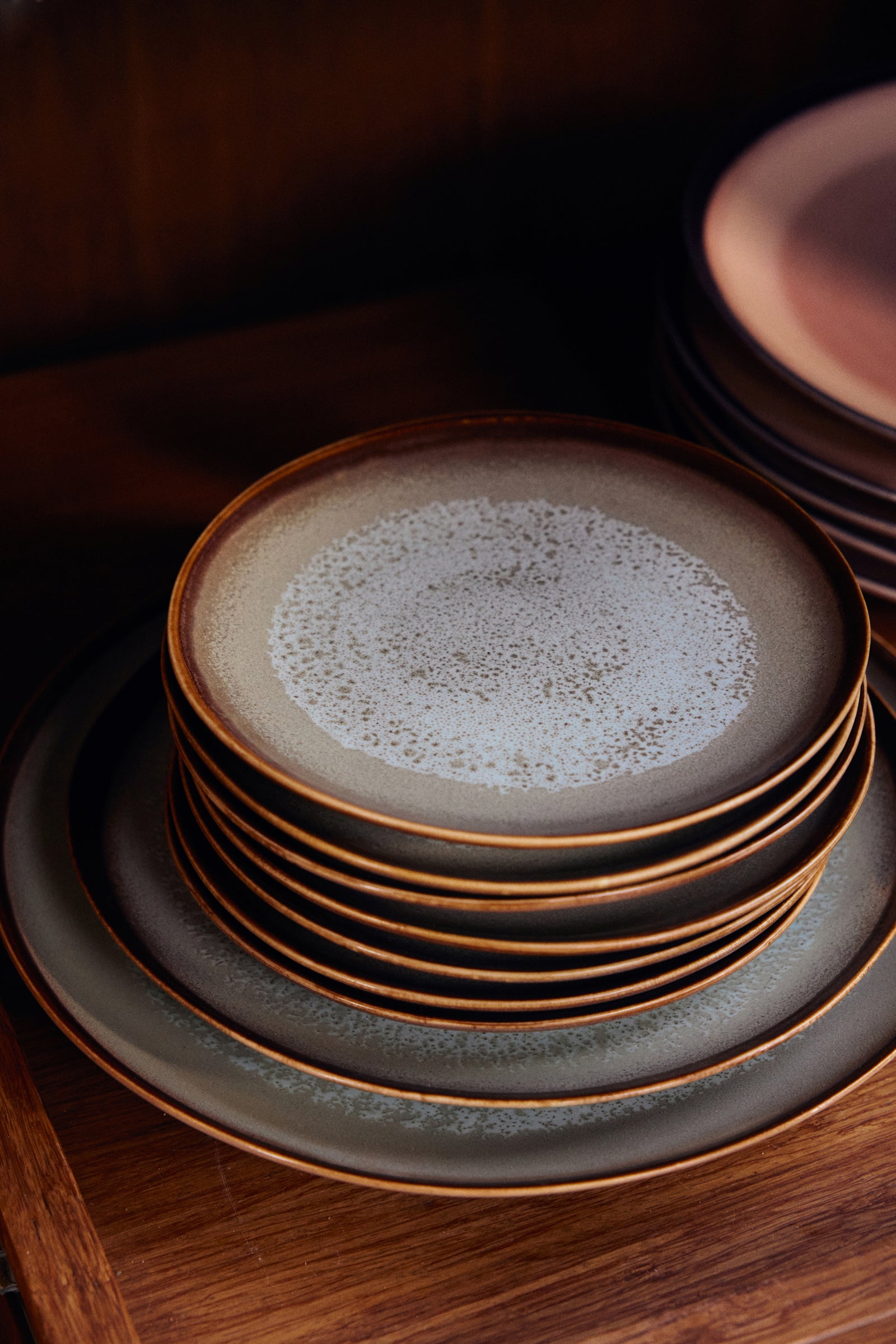 HKLIVING 70s ceramics: dinner plate contrast, set of 2