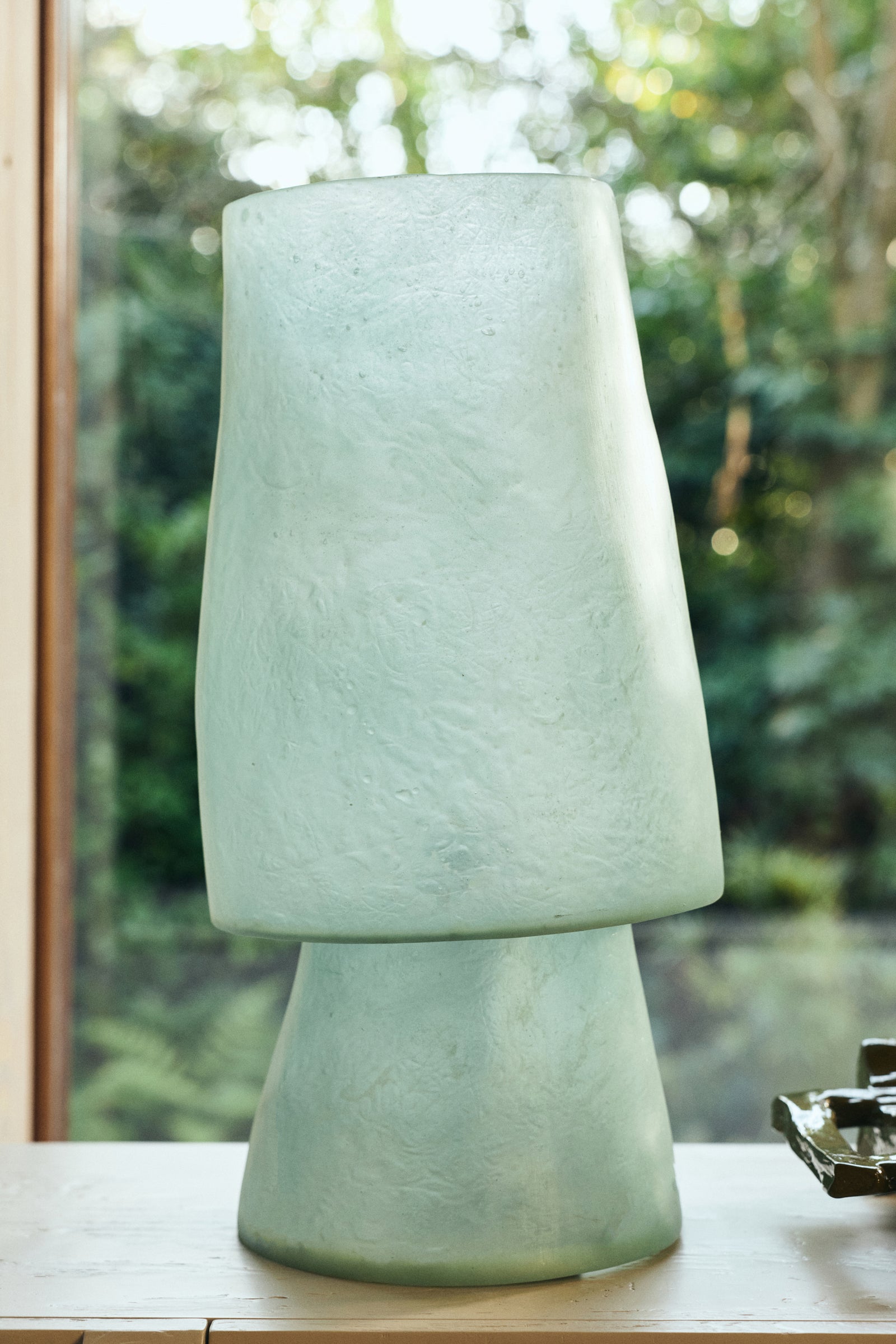 HKLIVING Glassfiber table lamp petrol blue