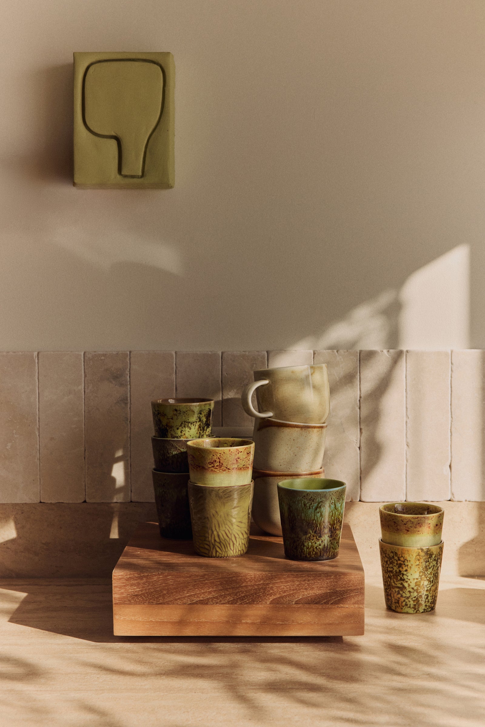 HKLIVING 70s ceramics: Van Gogh coffee mugs sunflowers, set of 2