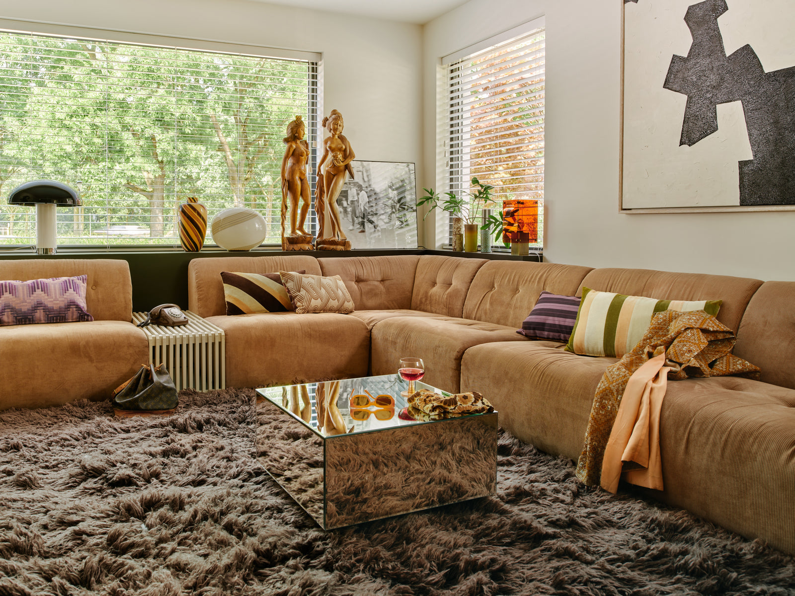 HKliving vint couch: element left, corduroy rib, brown