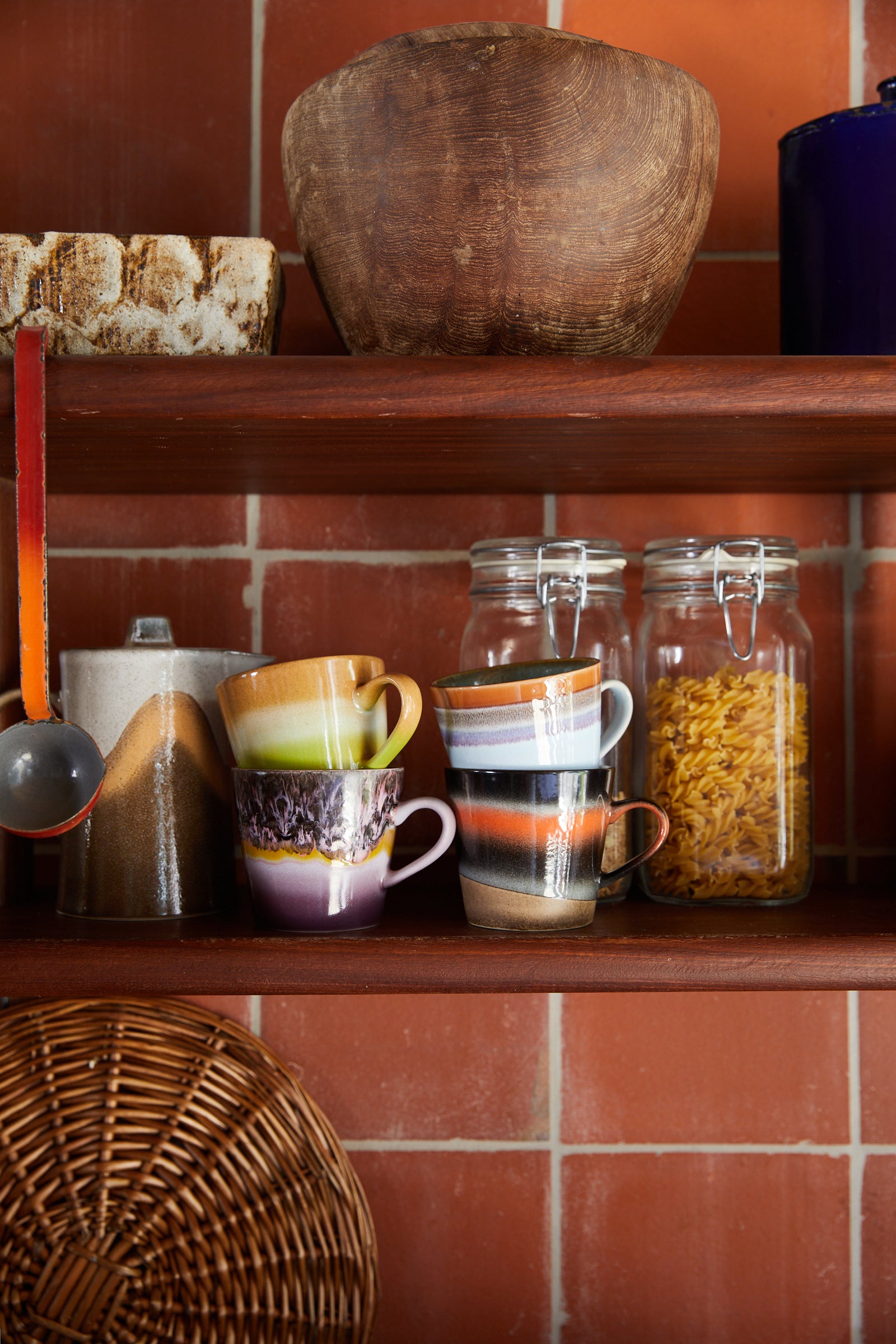 HKliving 70s Ceramics: Cappuccino Mugs Solid, set of 4