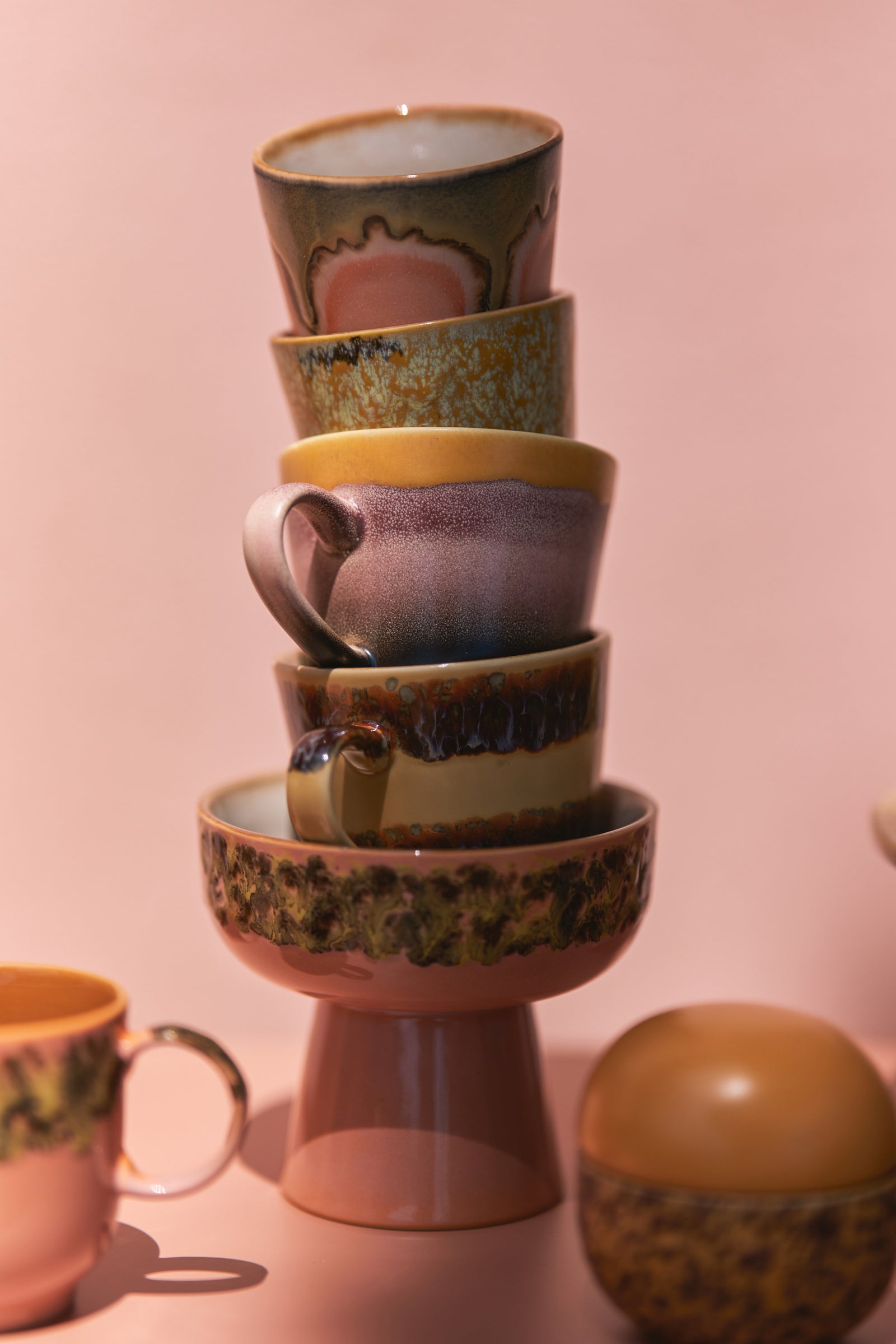 HKliving 70s Ceramics: Cappuccino Mugs Vista, set of 4