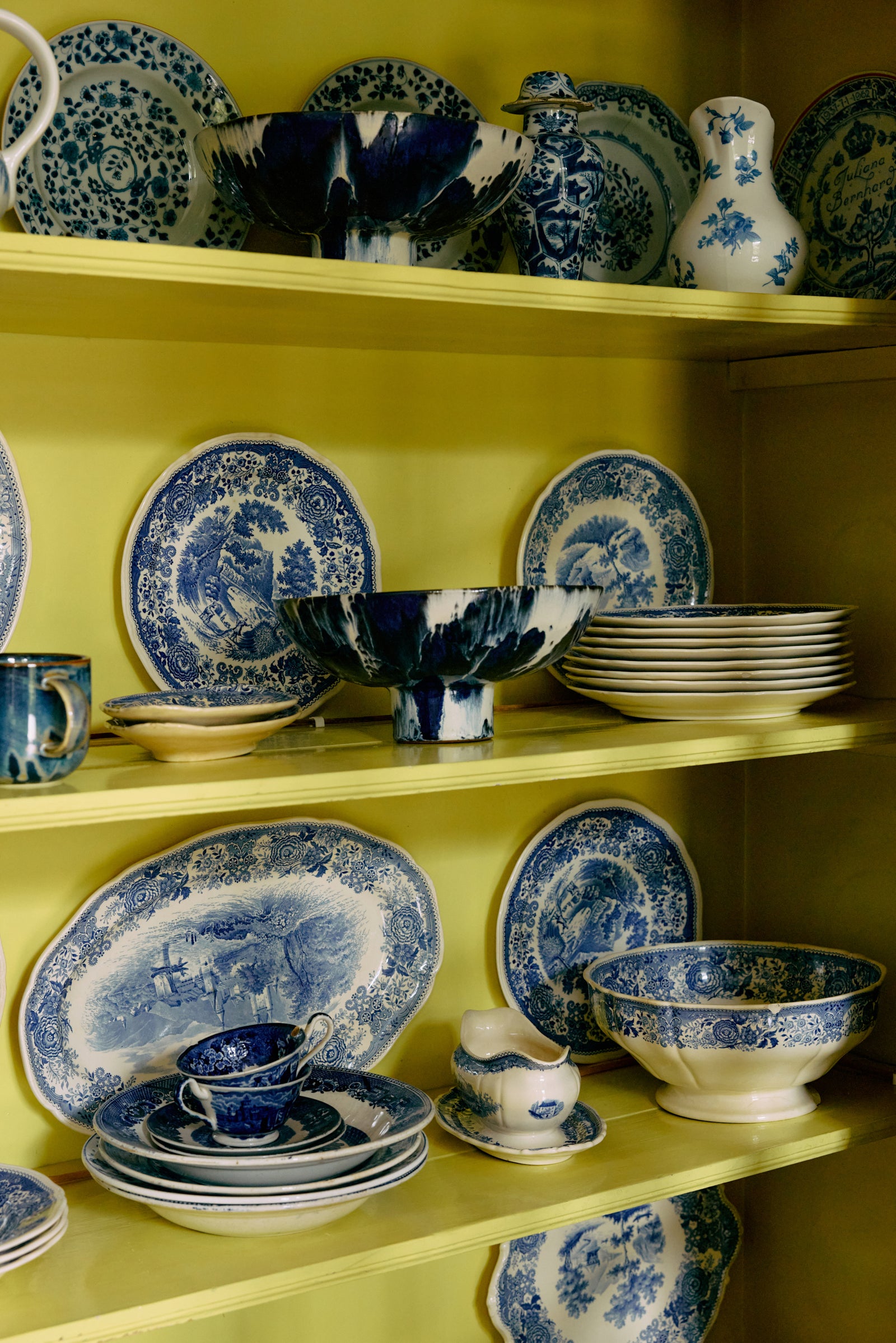 HKLIVING Ceramic Bowl On Base Indigo